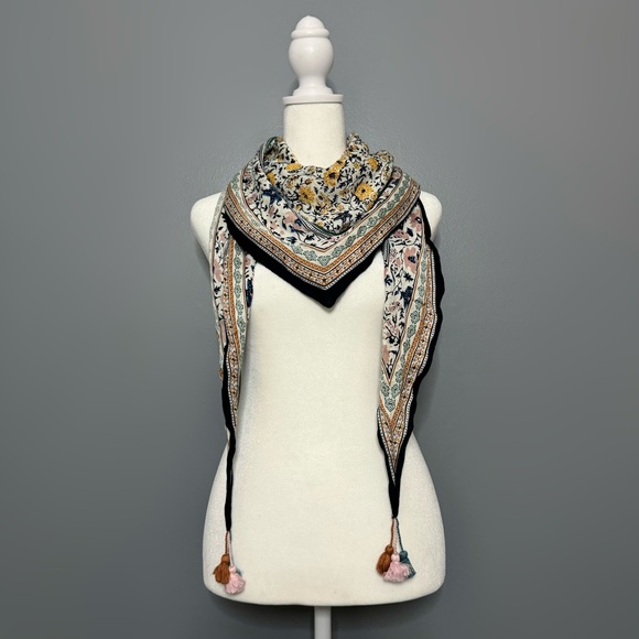 J. Jill Accessories - EUC J. Jill Multicolor Floral Neck Scarf with Tassels
